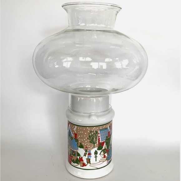 VTG 1982 Colonial Candle of Cape Cod Christmas Hurricane Glass Candle Lamp 11” - Picture 1 of 6